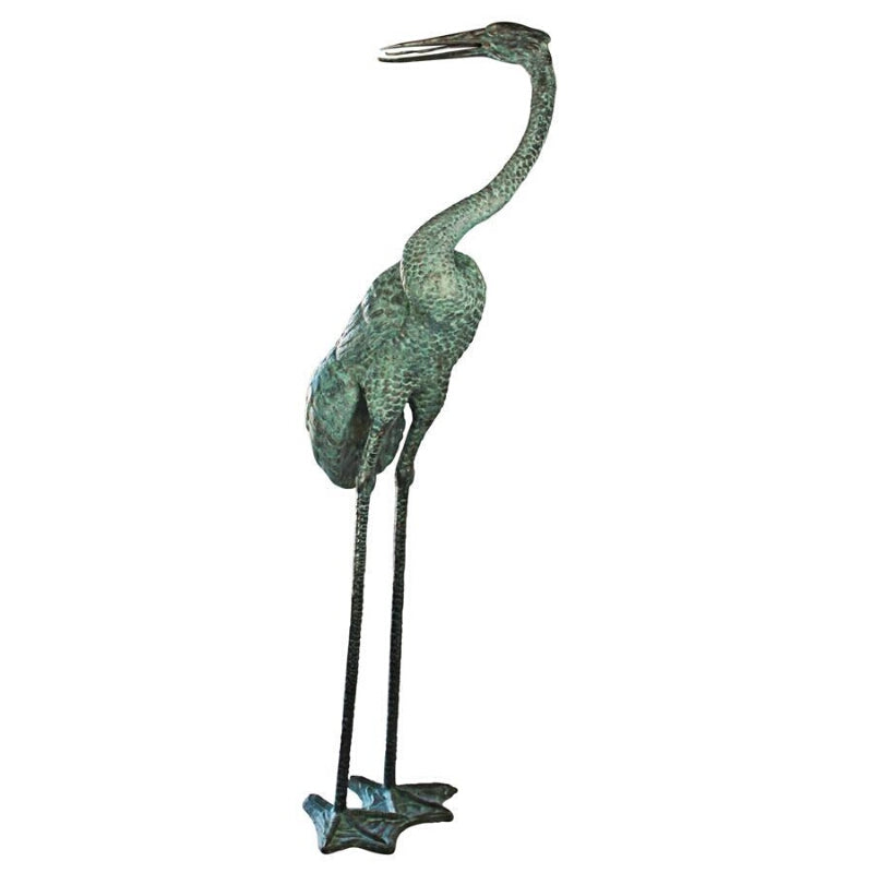 Design Toscano Colossal Curved Neck Crane Bronze Garden Statue PK7451