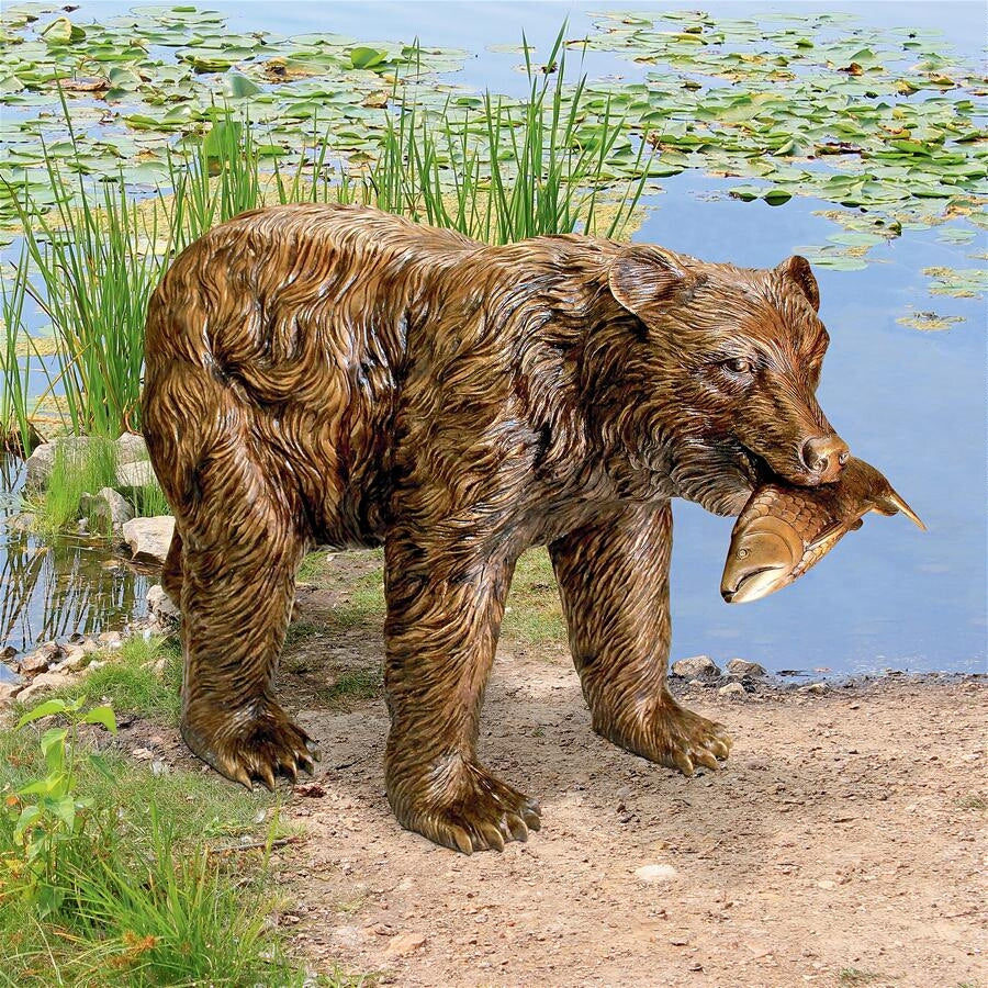 Design Toscano Fisherman Bear Cast Bronze Garden Statue PN7217