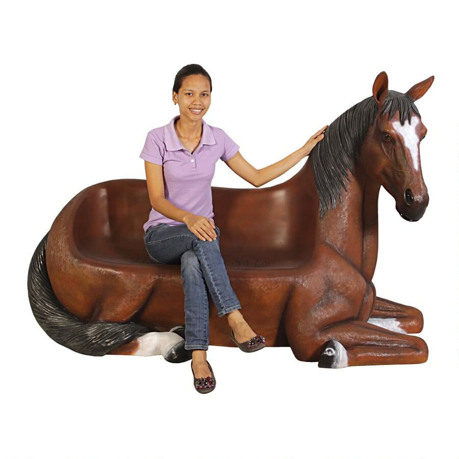 Design Toscano "Saddle-Up" Horse Bench Sculpture NE130004
