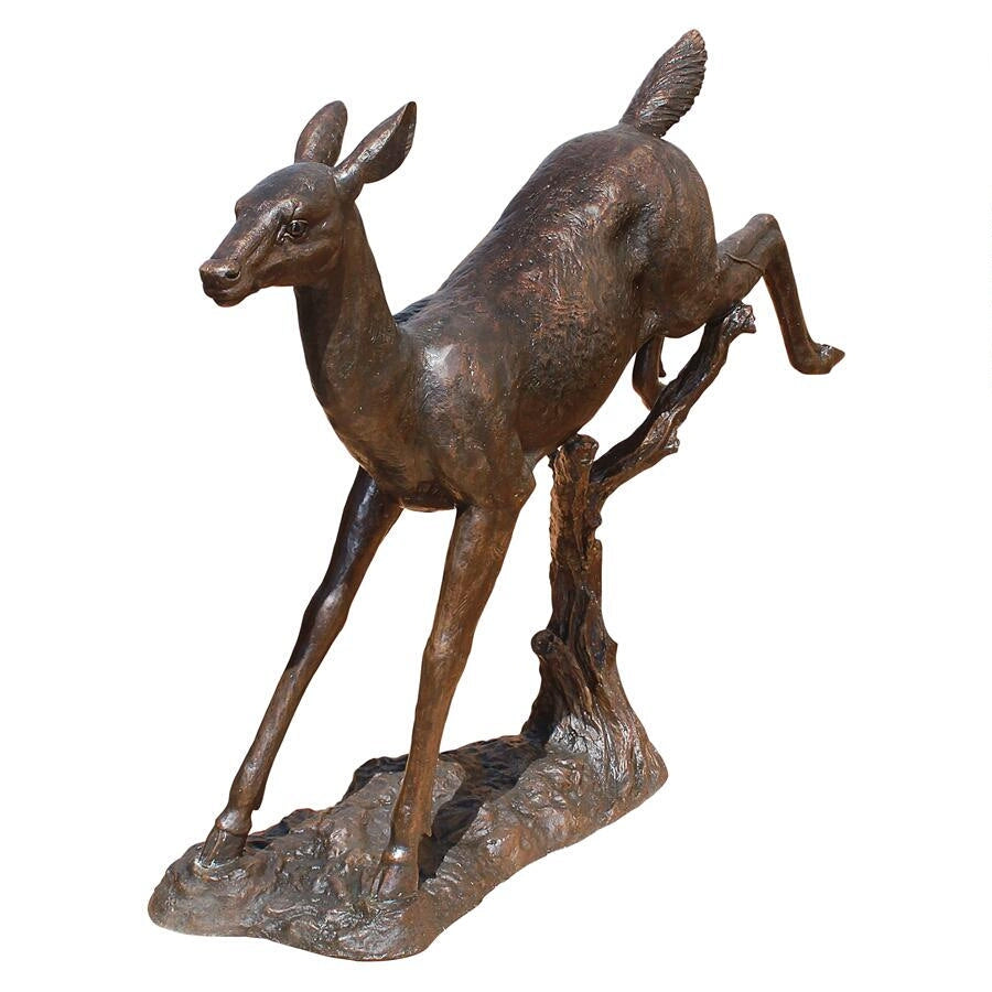 Design Toscano Leaping Deer Cast Bronze Garden Statue AS25398