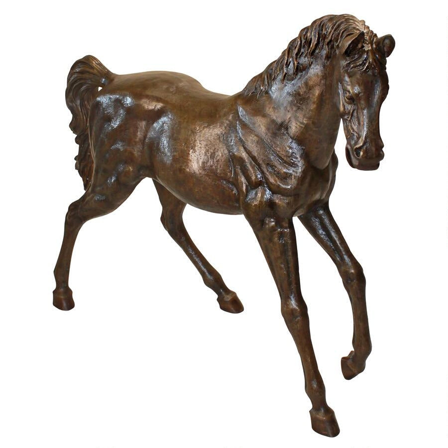 Design Toscano Trotting Thoroughbred Horse Cast Bronze Garden Statue AS23232