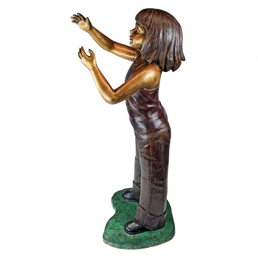 Design Toscano Preening Equestrian Girl Cast Bronze Garden Statue PB1045