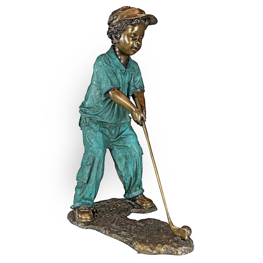 Design Toscano Gabe The Boy Golfer Cast Bronze Garden Statue PN6549