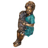 Image of Design Toscano Puppy Kisses, Sitting Girl Cast Bronze Garden Statue PN6570