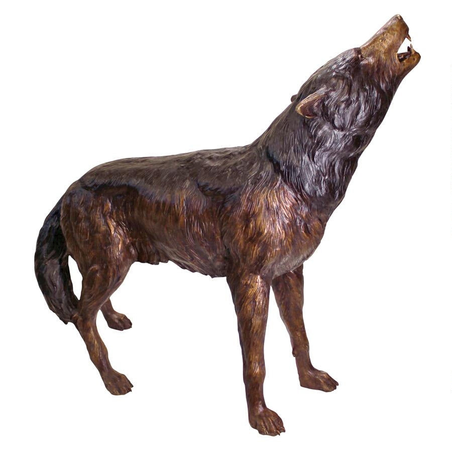 Design Toscano The Howl of the Wild Wolf Cast Bronze Garden Statue KW94082