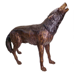 Design Toscano The Howl of the Wild Wolf Cast Bronze Garden Statue KW94082