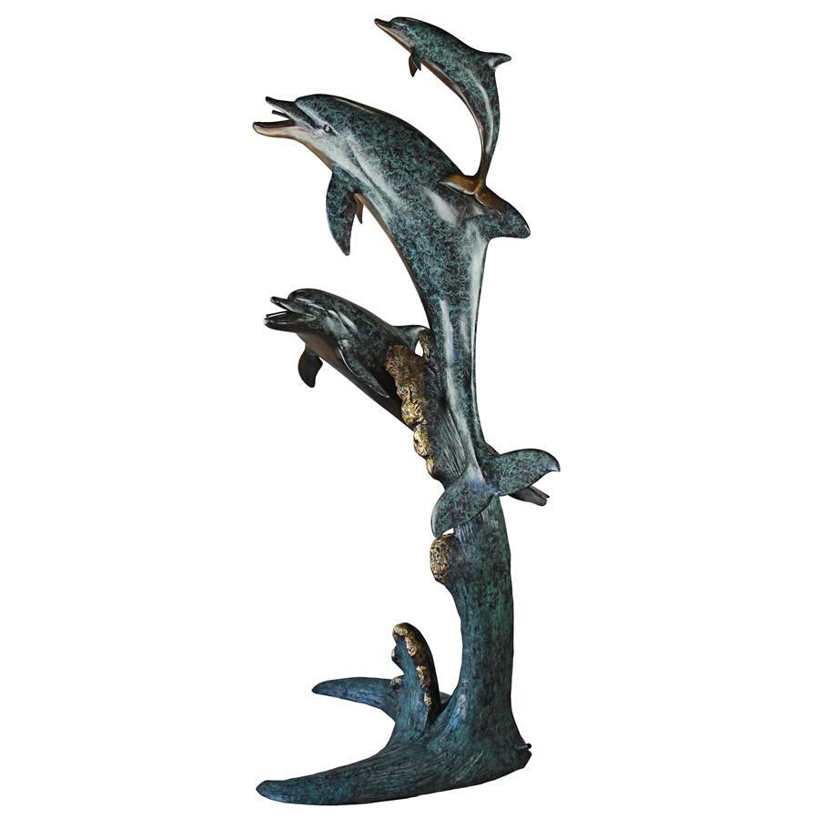 Design Toscano "Los Tres Amigos" Dolphin Family Cast Bronze Garden Statue KW94212