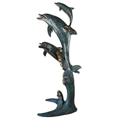 Design Toscano "Los Tres Amigos" Dolphin Family Cast Bronze Garden Statue KW94212