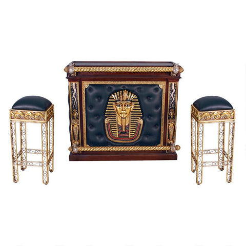 Design Toscano The Altar of Tenenit: Egyptian Bar with Two Barstools NE36342