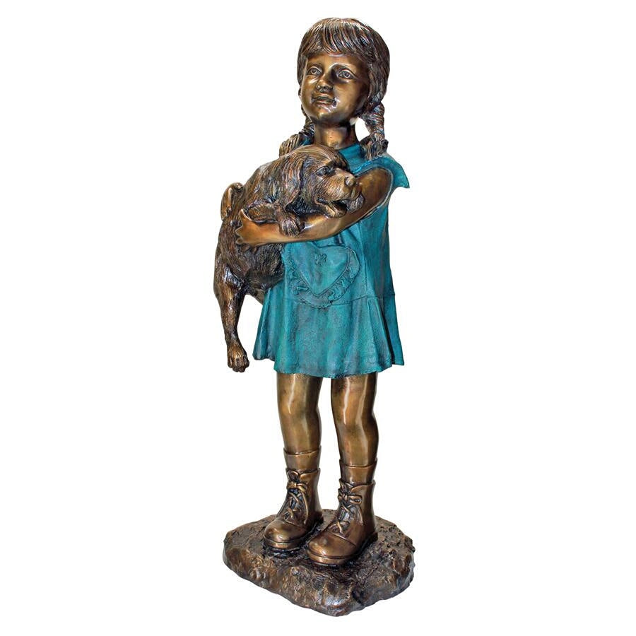 Design Toscano Girl and Dog Cast Bronze Garden Statue PN6569
