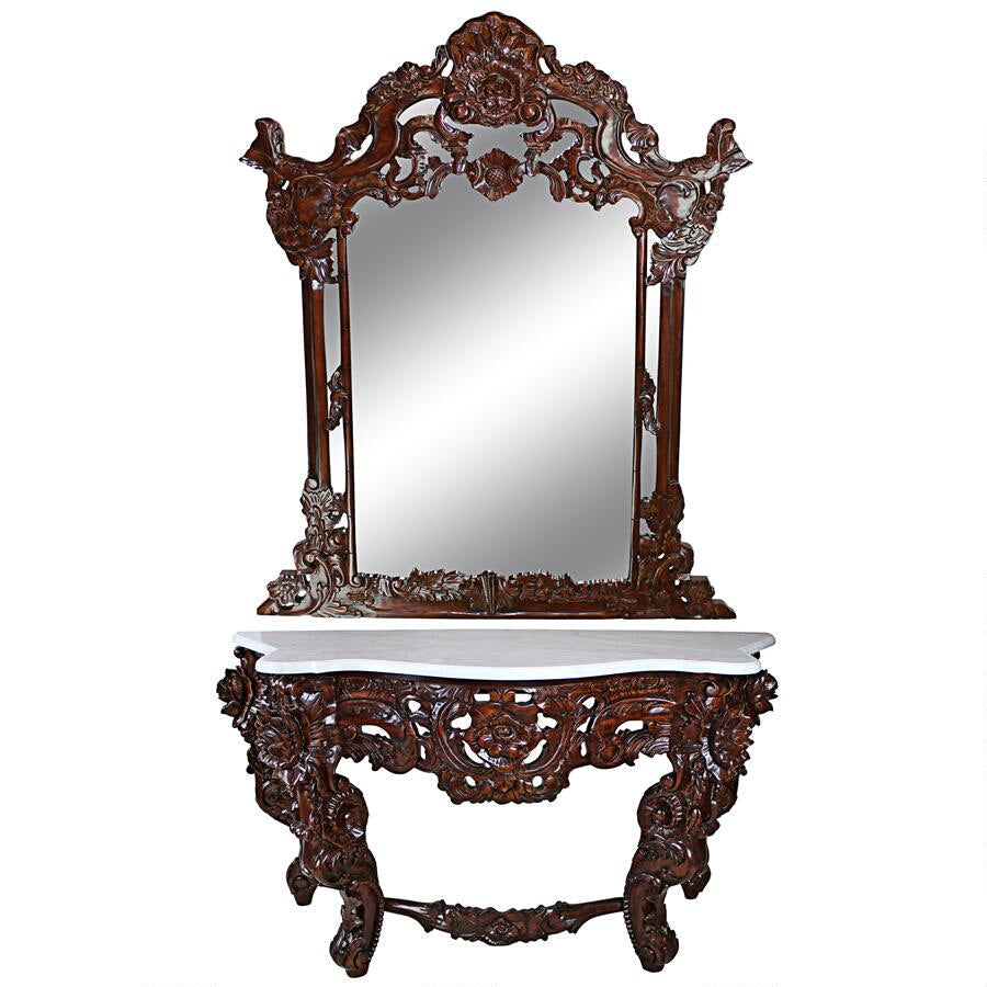 Design Toscano Hapsburg Mirror and Marble Topped Console Table GR2232