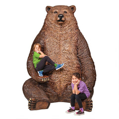 Design Toscano Sitting Pretty Oversized Brown Bear Statue with Paw Seat NE130011