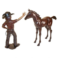 Design Toscano Rodeo Dreams: Cowgirl with Horse Cast Bronze Garden Statues PB91051