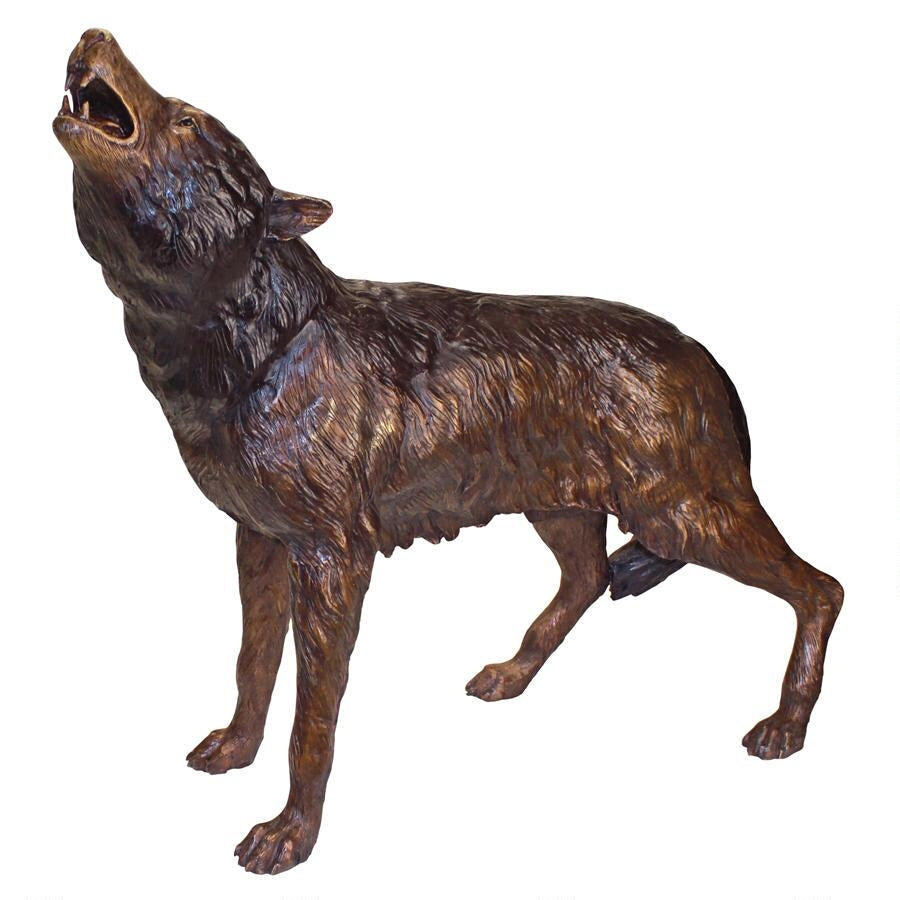 Design Toscano The Howl of the Wild Wolf Cast Bronze Garden Statue KW94082