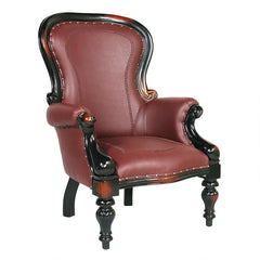 Design Toscano Victorian Rococo Faux Leather Wing Chair AF71118