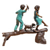 Image of Design Toscano The Adventure, Boy and Girl on Log Cast Bronze Garden Statue PN7064