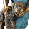 Image of Design Toscano Sitting Savannah, Girl with Dog Cast Bronze Garden Statue PN6341