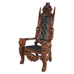 Design Toscano The Lord Raffles Leather Lion Throne Chair AF51207