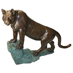 Design Toscano Cougar on a Rock Cast Bronze Garden Statue KW28995