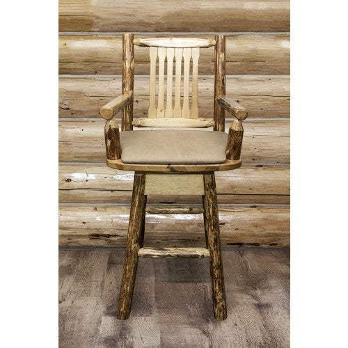 Montana Woodworks Glacier Country Captains Barstool with Swivel Seat MWGCBSWSCAS