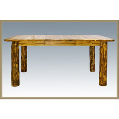 Montana Woodworks Glacier Country Log 4 Post Dining Table with Leaves MWGCDT4PL