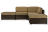 Image of Baxton Studio Owen Brown Wicker and Tan linen Lawn Sectional Sofa Set Outdoor Furniture PAS-1206